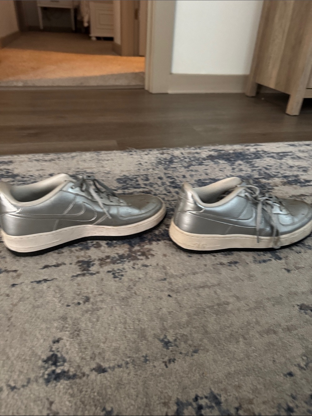 Silver Nike Air Force's